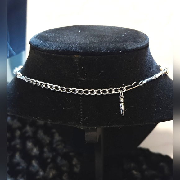 Vintage 60s Aurora Rhinestone Silvertone Link Choker Necklace - Picture 6 of 7